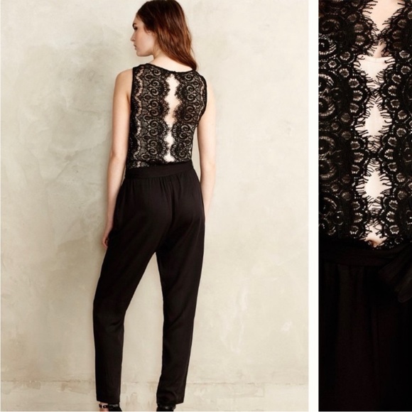Elevenses Lace Medley Black Jumpsuit size 6 Anthropologie - Picture 9 of 11